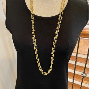 Long necklace w/yellow bead gold hardware